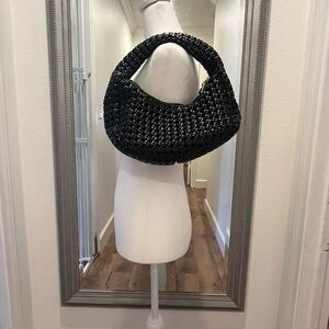 Elegant Black Woven Handbag